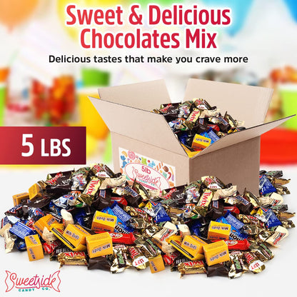 Chocolate Candy Variety Pack - Assorted Bulk Chocolate Mix - Movie Night Supplies, Gift, Snack Food Gift, Office Candy Assortment- Gift Bag for Birthday Party, Kids, College Students & Adults (5 LBS)