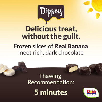 Dole Frozen Dark Chocolate Dippers, Dark Chocolate Covered Banana Slices, 1.55 Oz Pack, 6 Snacks