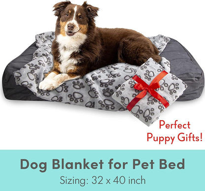Stuffed® Premium Soft Dog Blanket Washable, 40"x32" Cat Blanket for Indoor Cats Large Medium Small Dog Gifts (Grey)