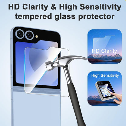 [3 + 3 + 2 Pack] for Samsung Galaxy Z flip 6 5G Screen Protector, 3 Pack Inner TPU Screen Protector + 3 Pack External Tempered Glass + 2 Pack Camera Lens Protector, Easy Install with Alignment Tool