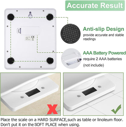 Digital Pet Scale, Multi-Function LCD Scale Digital Weight with Height Tray Measure Accurately, Perfect for Puppy/Kitten/Hamster/Hedgehog/Food, Capacity up to 22 lb, Length 11inch