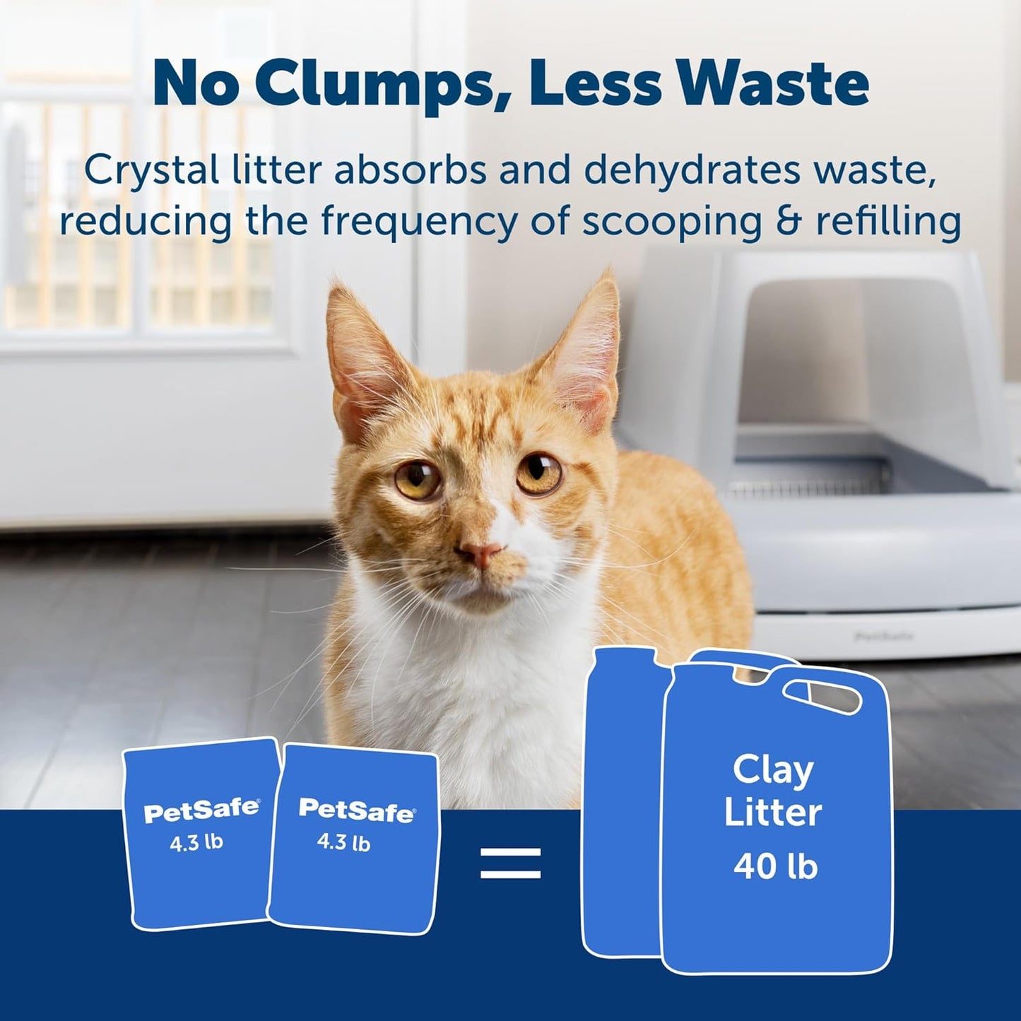 PetSafe ScoopFree Premium Crystal Cat Litter (Two 4.3 Lb Bags of Litter - 8.6 Lb Total) Kitten Litter Quickly Absorbs Urine, Dries Solid Waste, Eliminates Odors 5 Times Faster, Fresh Scent
