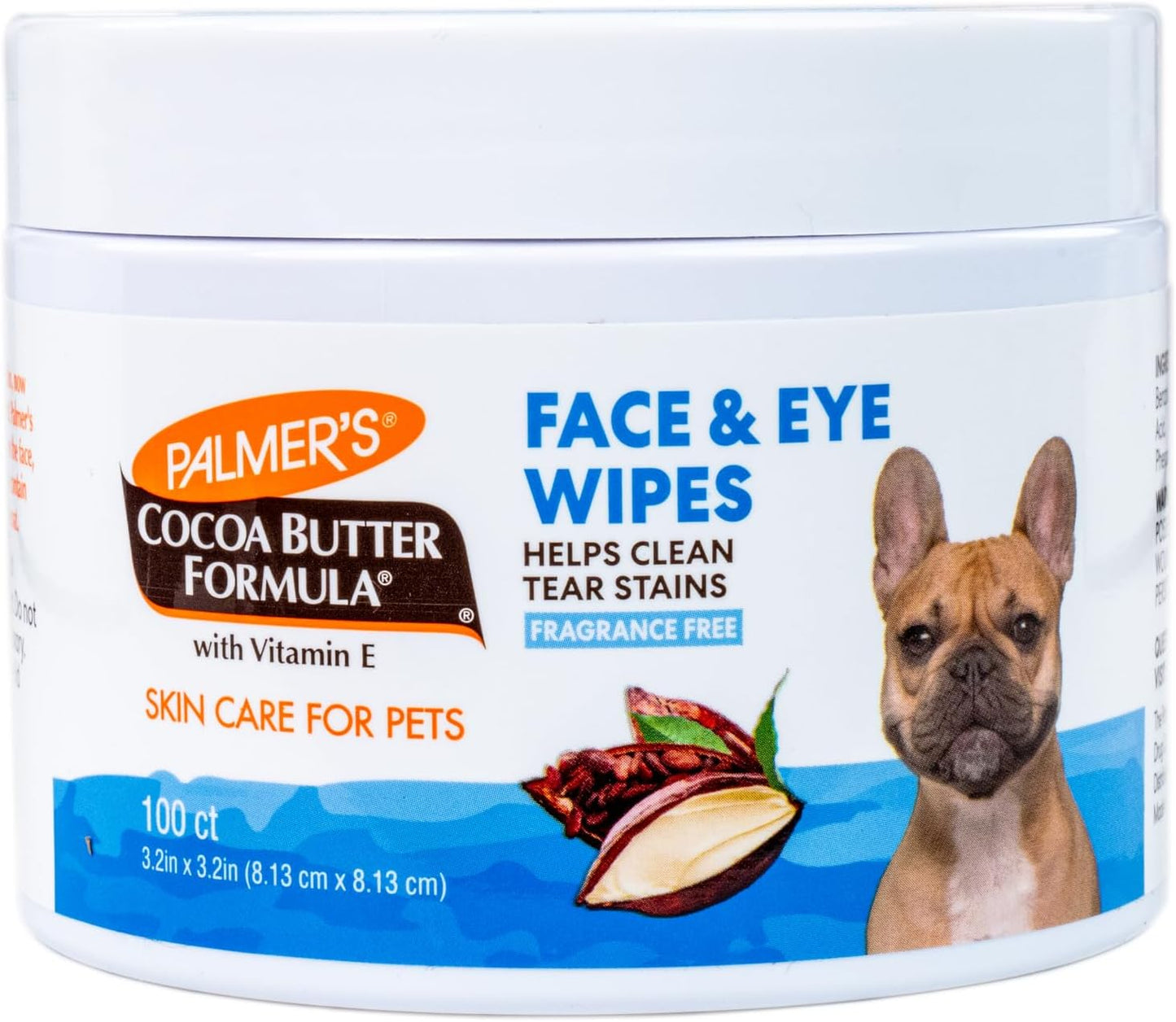 Palmer's for Pets Palmer's for Pets Facial Cleansing Pads with Cocoa Butter 100ct; Small Face Wipes for Dogs with Vitamin E and Cocoa Butter, Dog Eye Cleaning Wipes