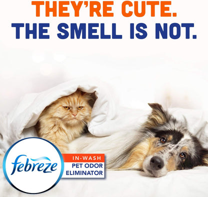 Febreze Laundry Detergent Additive for Pet Supplies, Maximum Strength In Wash Pet Odor Eliminator, Designed to Remove Tough Odors in Fabrics and Clothing in a Single Wash, Fresh Scent, 98 fl oz
