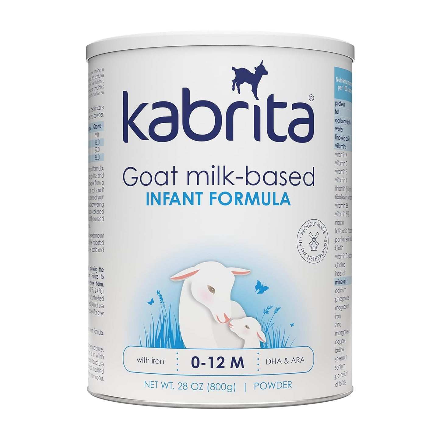 Kabrita Goat Milk Infant Formula - Easy to Digest Baby Formula 0-12 Months - Contains Prebiotics, Iron, DHA, Non-GMO - Gentle on Sensitive Tummies - Formula Supporting Gut Health & Sleep - 28Oz