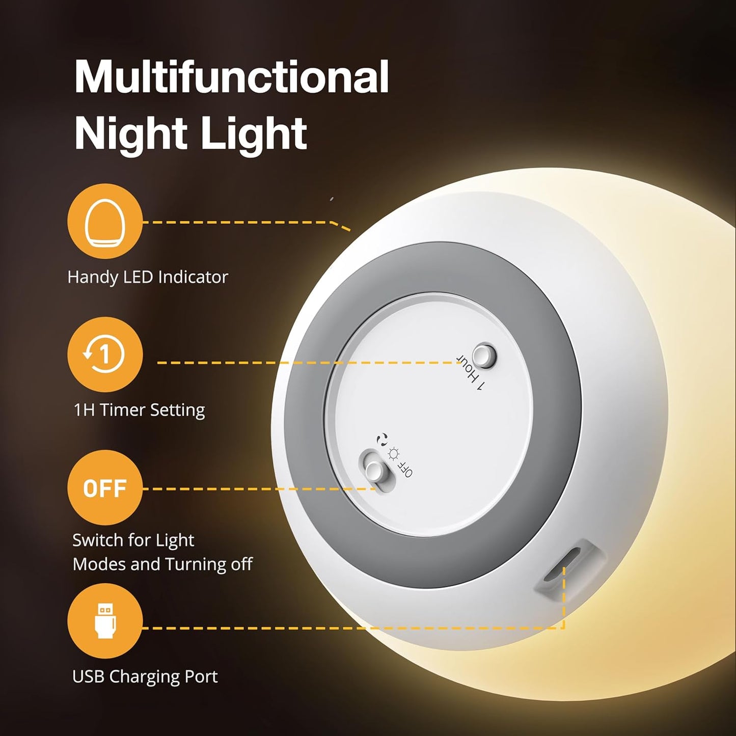 JolyWell Night Light for Kids, Egg Light for Nursery with 7 RGB Colors Changeable & Stepless Dimming, Rechargeable Tap Light with 1h Timer & Touch Control, Portable Night Light for Babies BPA Free