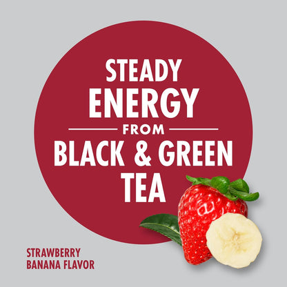 V8 +ENERGY Strawberry Banana Energy Drink, Made with Real Vegetable and Fruit Juices, 8 FL OZ Can (Pack of 6)