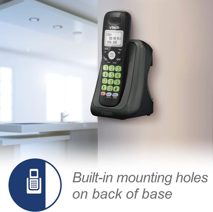 [New] VTech VG131-11 DECT 6.0 Cordless Phone - Bluetooth Connection, Blue-White Display, Big Buttons, Full Duplex, Caller ID, Easy Wall Mount, 1000ft Range (Black)