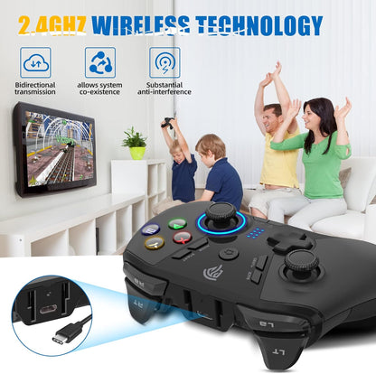 EasySMX Wireless Gaming Controller for Windows PC/Steam Deck/PS3/Android TV BOX, Dual Vibrate Plug and Play Gamepad Joystick with 4 Customized Keys, Battery Up to 14 Hours, Work for Nintendo Switch