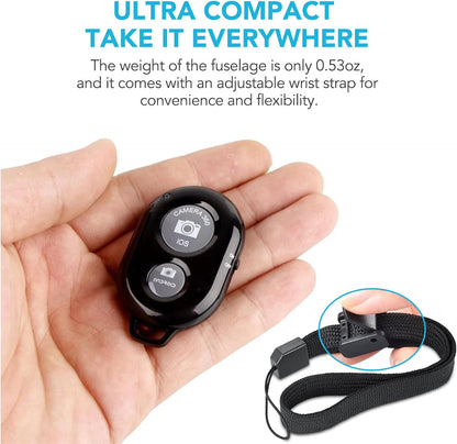 2 Pack Wireless Camera Remote Control - Wireless Remote for iPhone & Android Phones iPad iPod Tablet, Clicker for Photos & Videos, Wrist Strap Included