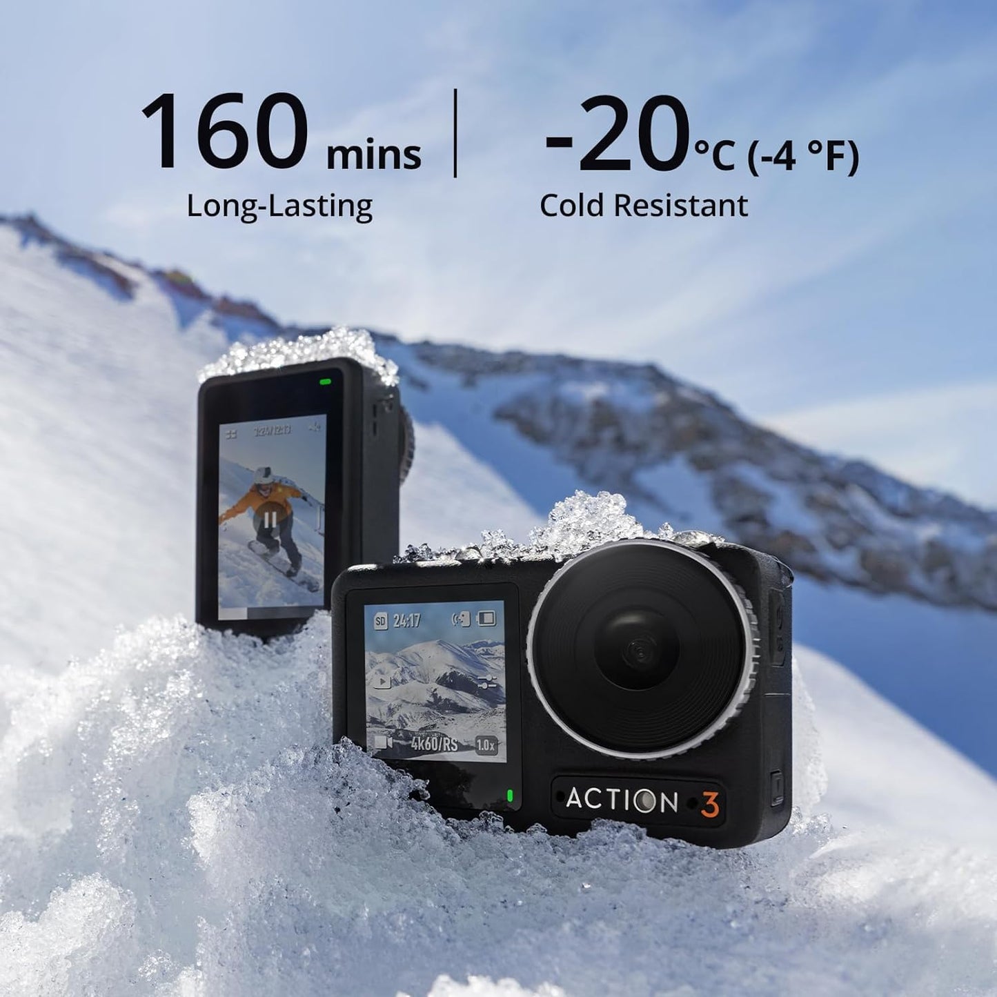 DJI Osmo Action 3 Outdoor Combo, Action Camera 4K with Chest & Backpack Strap Mount for Travel, Sports, Stabilization, Cold Resistant, Waterproof Action Camera with 2 Batteries up to 320 Mins