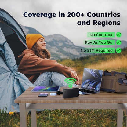 GlocalMe U3 4G LTE Mobile Hotspot Device, Portable WiFi Hotspot for Travel in 200+ Countries, No SIM Card Needed, 10 Connected Devices and Global 1GB Data 30 Days, Pocket WiFi Device (U3 Black)