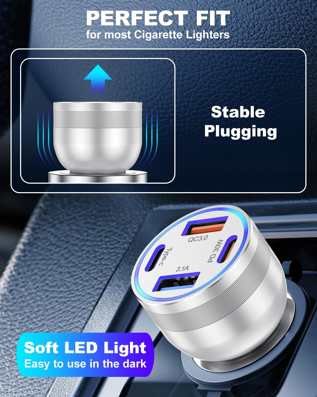 iPhone 16/15 Pro Max Plus Car Charger, Agtray 2Pack 4-Port 65W USB C Car Charger Fast Charging Cigarette Lighter 12v Car Adapter&6FT USB C Braided Cable for iPhone 16 15 Pro Max Plus,iPad Pro/Air/Mini
