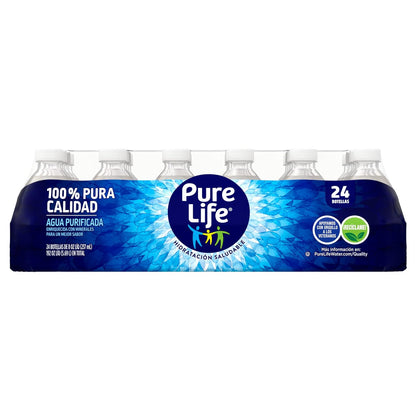 Pure Life, Purified Water, 8 Fl Oz, Plastic Bottled Water, 24 Pack