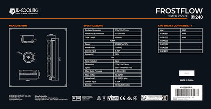 ID-COOLING FROSTFLOW X 240 CPU Water Cooler AIO Cooler 240mm CPU Liquid Cooler White LED 2x120mm PWM Fans, Intel 1700/1200/115X, AMD AM5/AM4