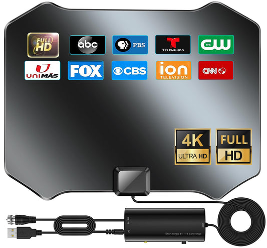 2024 TV Antenna for Smart TV Indoor, TV Antenna for Local Channels, 1000+ Miles Long Range TV Antenna Indoor 360°Reception, Support 8K 4K 1080p HDTV Antenna with 25ft Coaxial Cable