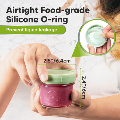 KeaBabies 12pk 4oz Glass Baby Food Containers - Leak-Proof, Microwavable Small Baby Glass Jars with Lids, Baby Food Storage Containers, Baby Snack Containers, BPA-Free Baby Food Jars (Nord)