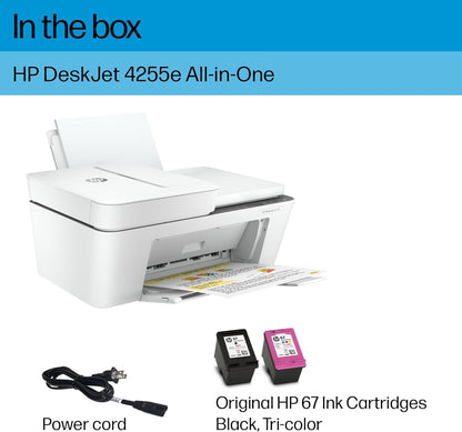 HP DeskJet 4255e Wireless All-in-One Color Inkjet Printer, Scanner, Copier, Best-for-Home, 3 Months of Ink Included (588S6A)