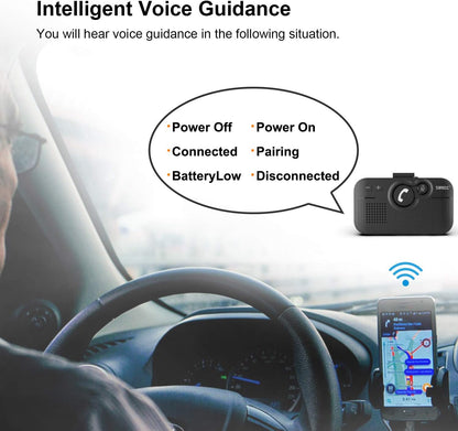 Handsfree Bluetooth Car kit for Cell Phone, Wireless Bluetooth Speaker for car, AUTO Power ON Support Siri Google Voice Assistant Hands Free Car Phone Speakerphone with Visor Clip-BC980SA