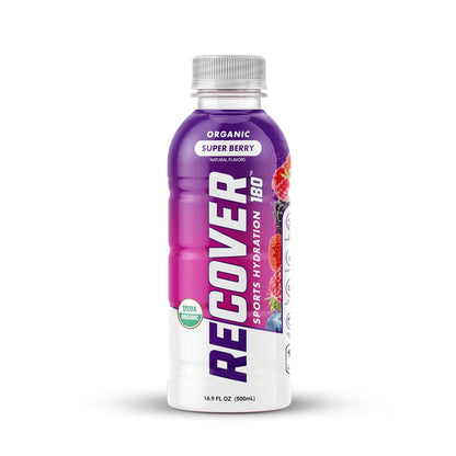 RECOVER 180 Organic Hydration Sports Drink, No Sugar Added, 15 Calorie Sports Beverage, Organic Flavors With Vitamins, Potassium-Packed Electrolytes (16.9 Fl Oz (Pack of 12), Variety Pack)