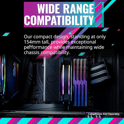 Cooler Master Hyper 212 Halo Black CPU Air Cooler, 120 Halo² PWM Fan, Dual Loop ARGB, Aluminum Top Cover, 4 Copper Heat Pipes, 154mm Tall, AMD Ryzen AM5|AM4, Intel LGA 1851|1700|1200 Brackets