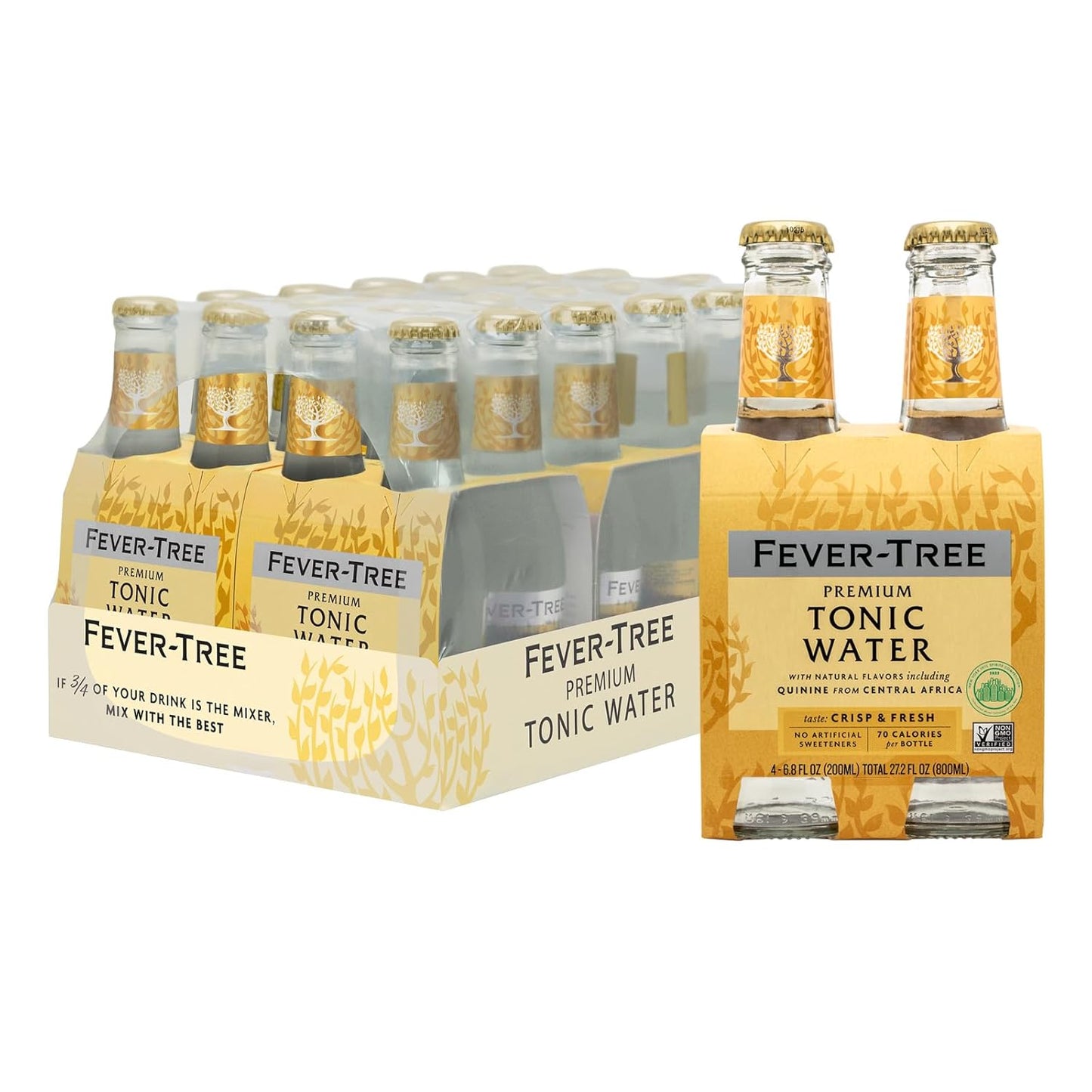 Fever Tree Indian Tonic Water - Premium Quality Mixer - Refreshing Beverage for Cocktails & Mocktails. Naturally Sourced Ingredients, No Artificial Sweeteners or Colors - 200 ML Bottles - Pack of 24
