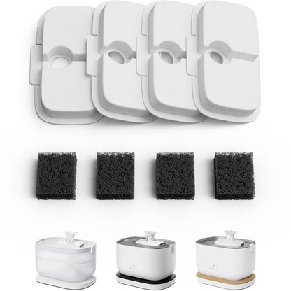 PETLIBRO 4 Packs Replacement Filters for Dockstream Cat Water Fountain PLWF105/PLWF115/PLWF005, 2 Months Set of Replacement Filters for Ultra Quiet Pet Water Fountain