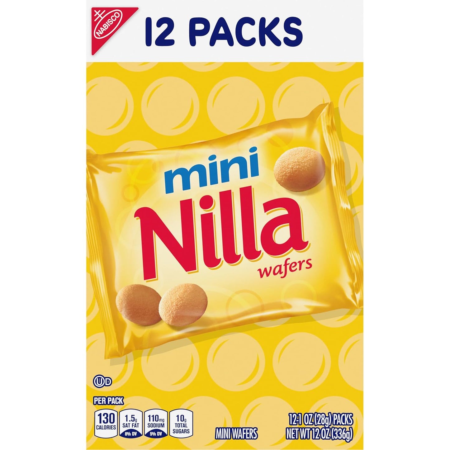 Nilla Wafers Mini Cookies, Vanilla Wafers, 12 Snack Packs