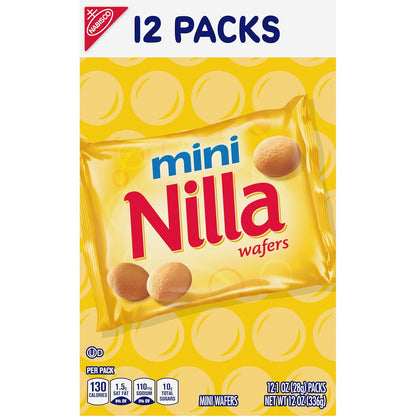 Nilla Wafers Mini Cookies, Vanilla Wafers, 12 Snack Packs