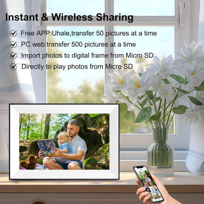 10.1 Inch WiFi Digital Picture Frame,Digital Photo Frame Load Picture and Video from Phone to Electronic Picture Frame, Sd Card,Touch Screen,Auto-roate, for Mom