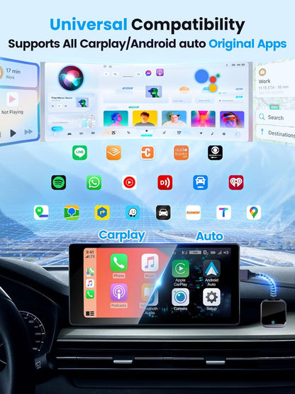Carplay Wireless and Android Auto Wireless Adapter with Fast Stable 5Ghz WiFi Bluetooth, Wireless Android Auto Car Adapter Applies to Cars After 2016 & Phone with Android10+& USB-A/Type-C
