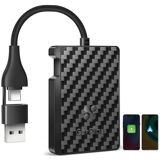 2-in-1 Wireless Carplay Adapter Android Auto Adapter, Convert Wired to Wireless Car Play Adapter Dongle, Plug & Play for Cars, Seamless Control Adapter for iOS 10+/ Android 11+