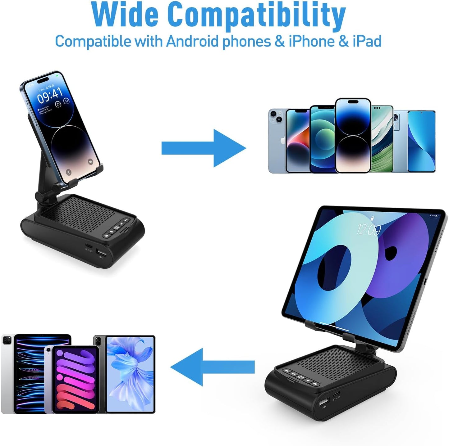 Gifts for Men, Cell Phone Stand with Wireless Bluetooth Speaker, Birthday Gifts for Boyfriend Him Husband Christmas, Stocking Stuffers for Adults, White Elephant Gifts for Adults