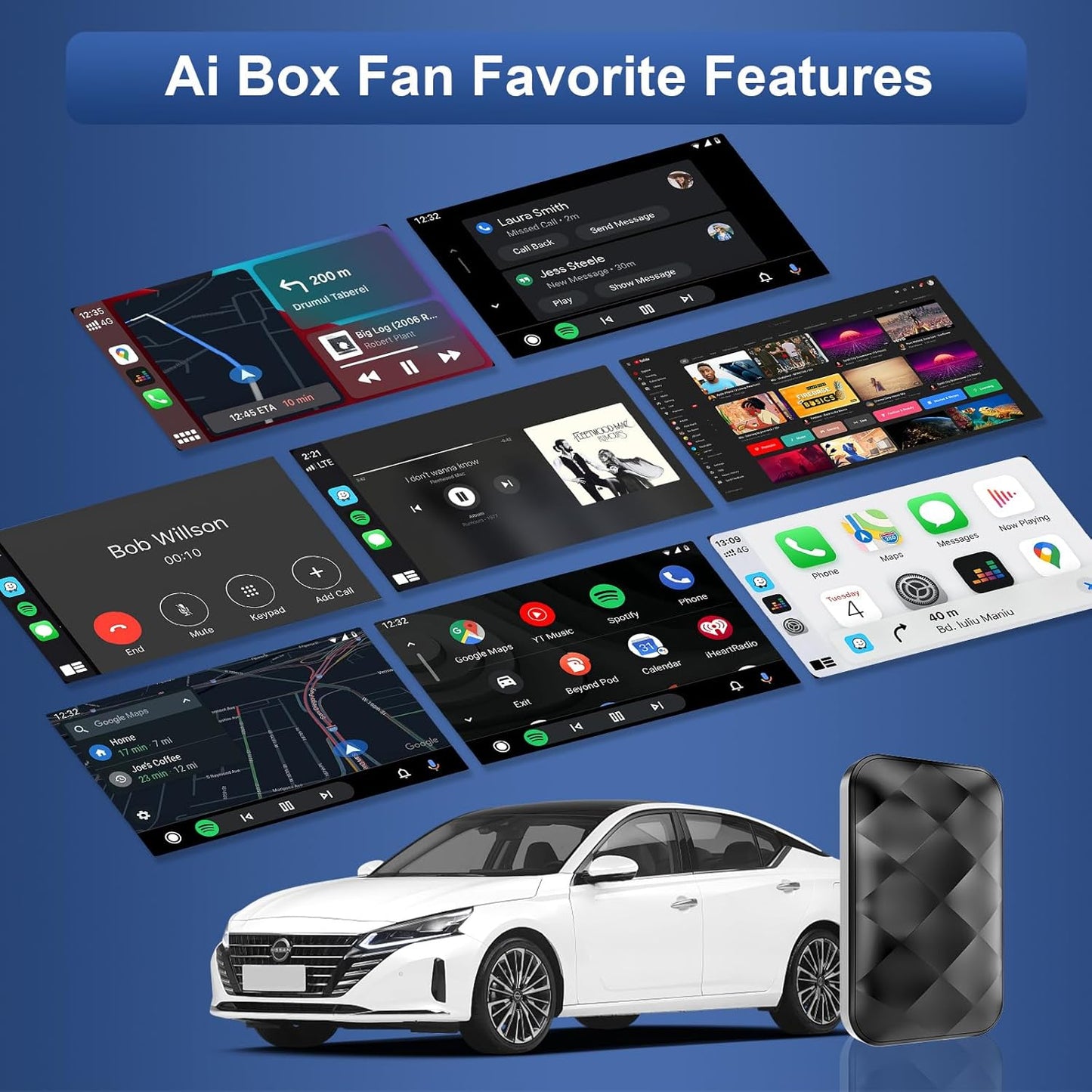 KE'VERSO Wireless CarPlay Adapter & Android Auto Wireless Adapter for iPhone,Magic carplay Ai Box Streaming Device for Cars with OEM Wired CarPlay, Magic Link CarPlay Support Netflix, YouTube, Hulu+