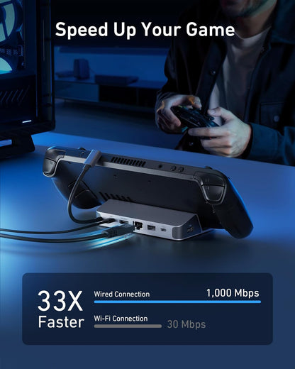 Anker Charging Station for Steam Deck/ROG Ally, 6-in-1 Charging Dock, USB C Hub with HDMI 4K@60Hz, 1Gbps Ethernet, 2 USB A Ports and 1 USB C Port, 100W Fast Charging, and Much More.
