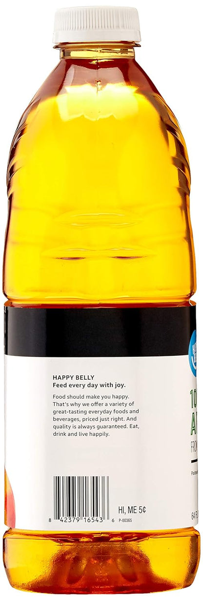 Amazon Brand - Happy Belly 100% Apple Juice, Bottle, 64 fl oz (Pack of 1)