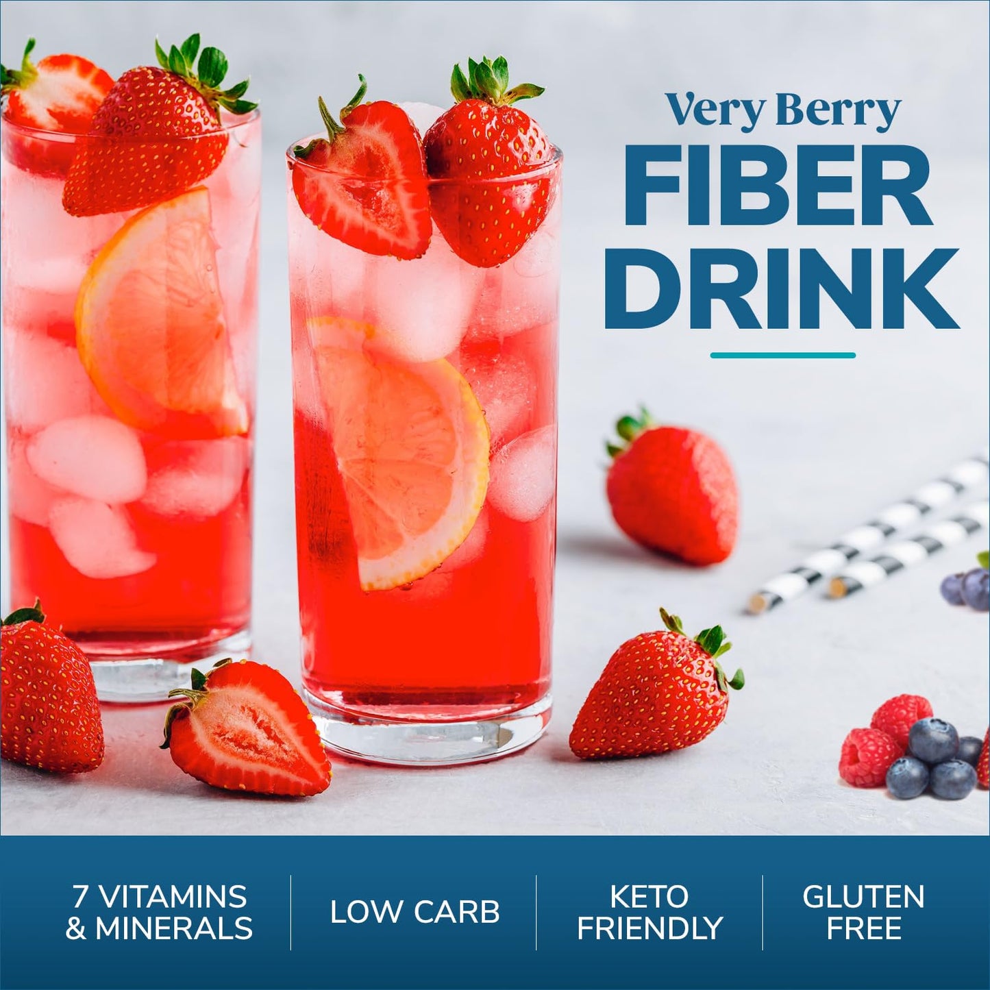 WonderSlim Fiber Drink, Very Berry, 5g Fiber, 7 Vitamins & Minerals, No Fat, Gluten Free, Keto Friendly & Low Carb (10ct)