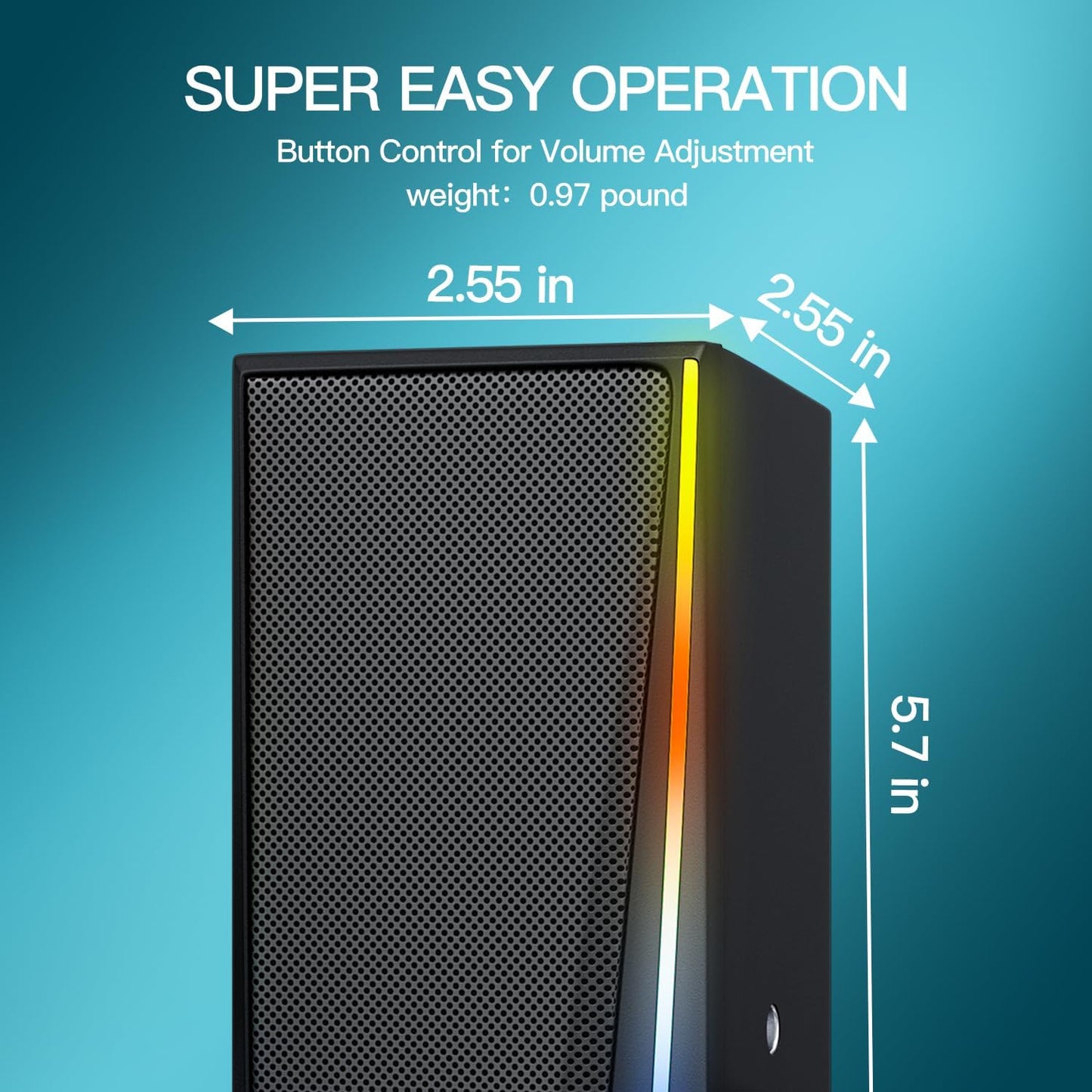 Computer Speakers with 3.5 mm Aux,Desktop Speakers with Various Colorful RGB Lights,Gaming Speakers with Volume Control,Computer Speakers for PC/Desktop Monitor/Laptop/Tablet Phone