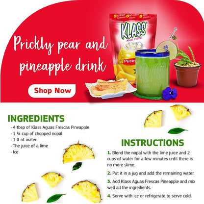 Klass Aguas Frescas | Drink Mix Tropical Variety Pack | Watermelon, Cantaloupe, Mango & Pineapple Drinks Flavors | From Natural Sources, No Artificial Flavors, With Vitamin C (Makes 7 to 9 Quarts) 14.1 Oz Family Pack (4-Pack)