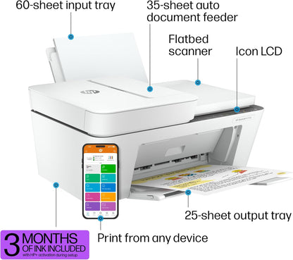 HP DeskJet 4255e Wireless All-in-One Color Inkjet Printer, Scanner, Copier, Best-for-Home, 3 Months of Ink Included (588S6A)