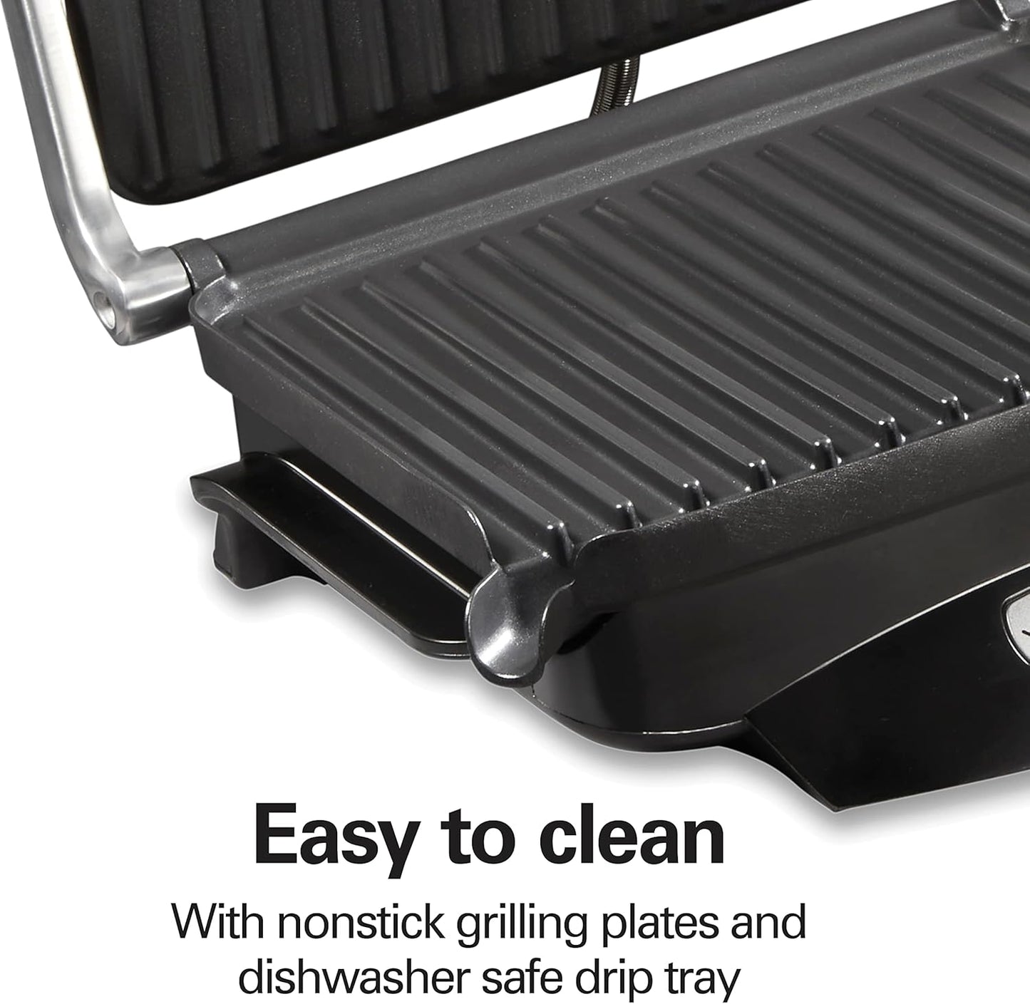 Hamilton Beach Steak Lover's Electric Indoor Searing Grill, Nonstick 100 Square, Stainless Steel (25331), Black and Stainless, Medium