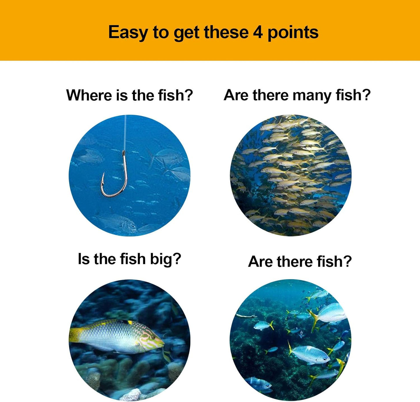 Handheld Fish Finder Portable Fishing Kayak Fishfinder Fish Depth Finder Fishing Gear with Sonar Transducer and LCD Display