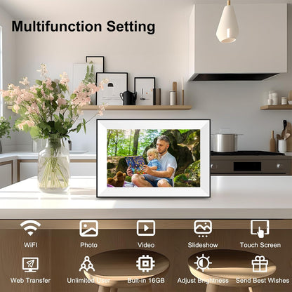 10.1 Inch WiFi Digital Picture Frame,Digital Photo Frame Load Picture and Video from Phone to Electronic Picture Frame, Sd Card,Touch Screen,Auto-roate, for Mom