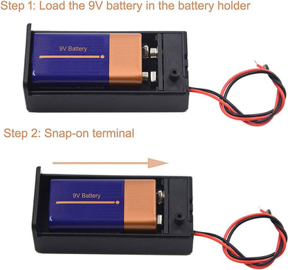 (Pack of 2) 9v Battery Holder, 9 Volt Battery Holder with Switch, 9v Battery Case with Switch
