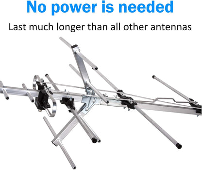 Five Star TV Antenna Indoor/Outdoor Yagi Satellite HD Antenna with up to 200 Mile Range - Attic or Roof Mount TV Antenna, Long Range Digital OTA Antenna for 4K 1080P with Mounting Pole