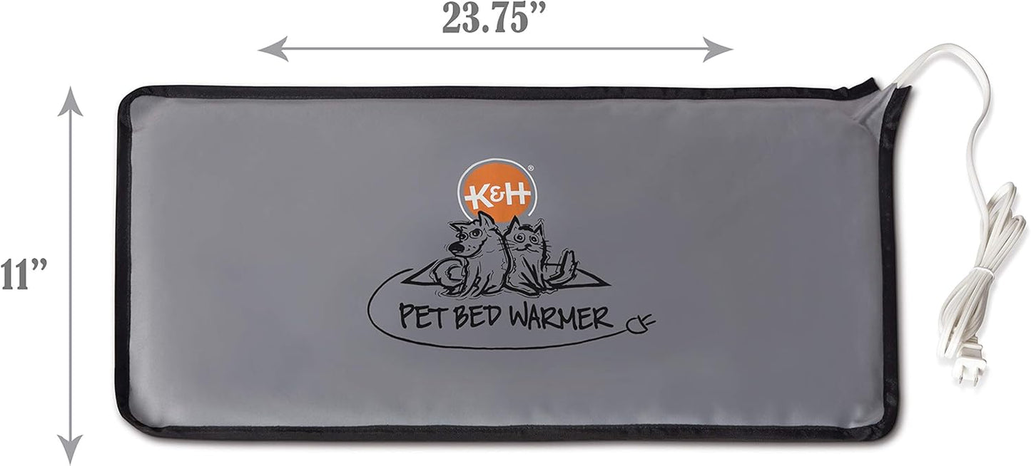 K&H Pet Products Pet Bed Warmer, Turn Any Cat or Dog Bed Into a Heated Cat or Dog Bed, Waterproof Heated Pad to Insert Inside Indoor Cat and Dog Beds - Gray Large