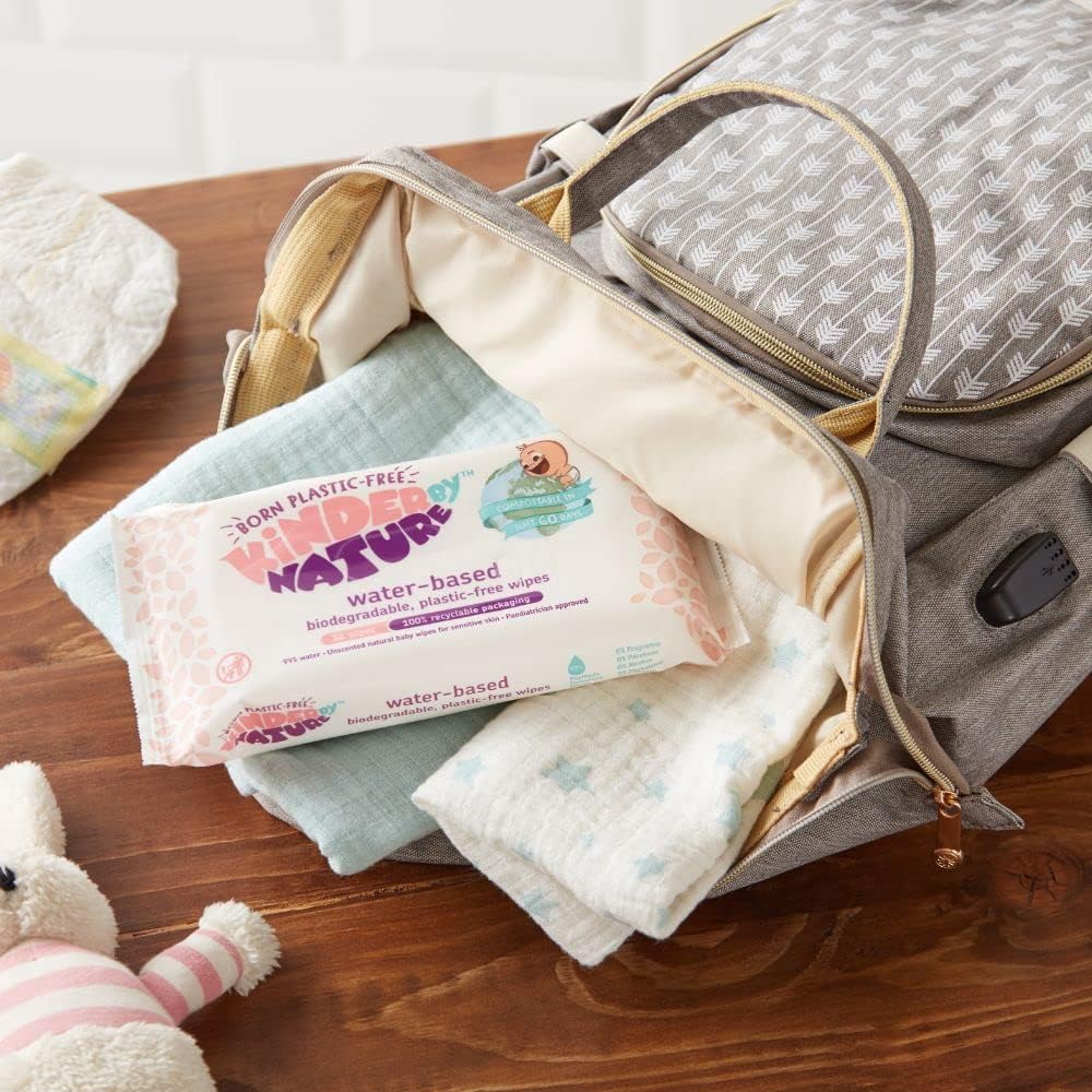 Kinder by Nature Water-Based Baby Wipes - 56 Count (Case of 12 packs)