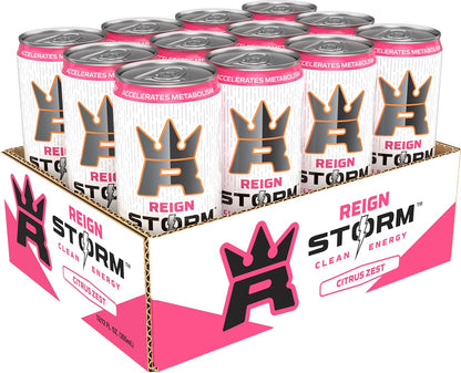 REIGN Storm, Citrus Zest, Fitness & Wellness Energy Drink, 12 Fl Oz (Pack of 12)