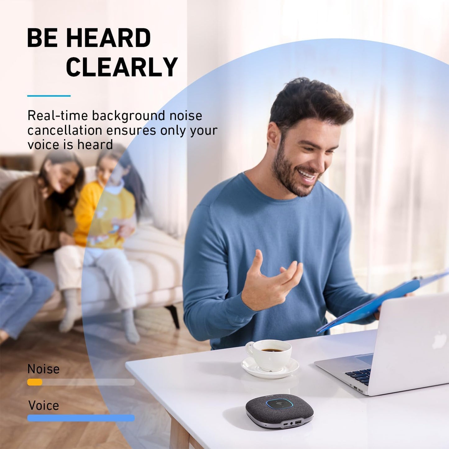 Anker PowerConf S3 MS Speakerphone with Microsoft Teams Certification, 6 Mics, Enhanced Voice Pickup, 24H Call Time, App Control, Bluetooth 5.3, USB C, Compatible with Leading Platforms, Home Office