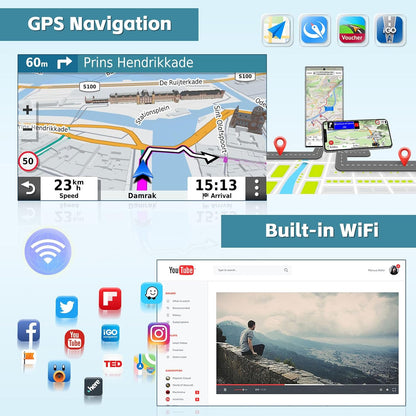 Hikity 6+128GB 8 Core Android 13 Double Din Car Stereo with Wireless Carplay Android Auto, 9 Inch IPS Touchscreen Radio Bluetooth 5.0, GPS, WiFi, 32EQ DSP, 59 UI Themes, Mic, AHD Backup Cam